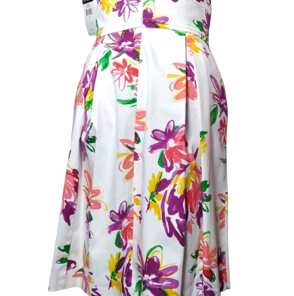 Chaps New Floral Jacquard Fit n Flare V-Neck Pleated Sleeveless Dress Size 4 NWT - Picture 7 of 16